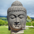 Outdoor antique hand carved stone sculpture marble buddha head bust statue